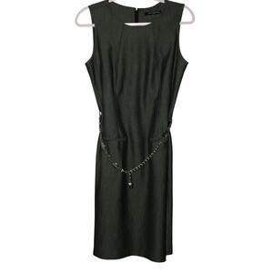 Sharangano Dress with Belt Short Sleveless Formal Buisness Casual Dress